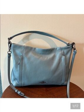 Coach Scout hobo bag  24770 pebbled Leather mineral blue gunmetal HW EUC